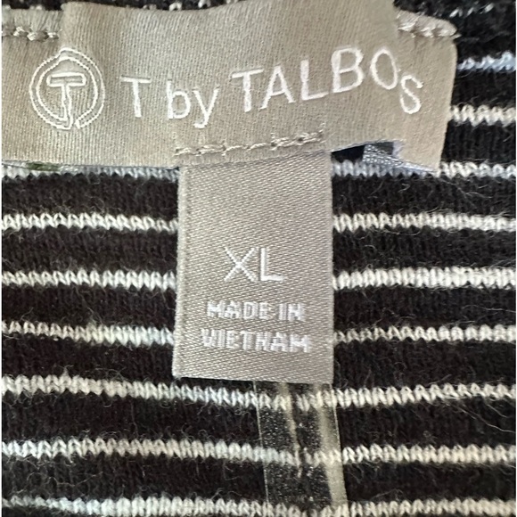 T‎ by Talbots ruched back sleeveless 100% cotton striped tee top black white XL - Picture 5 of 7